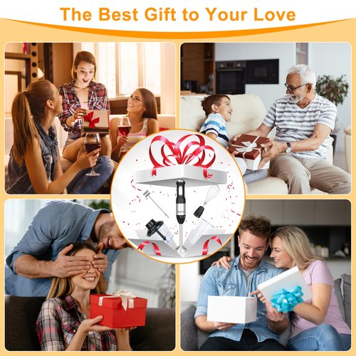 Keylitos 5 in 1 Immersion Hand Blender Mixer, [Upgraded] Handheld Stick Blender with 600ML Chopper, 800ML Beaker, Whisk and Milk Frother for Smoothie, Baby Food, Sauces Red,Puree, Soup (Black)