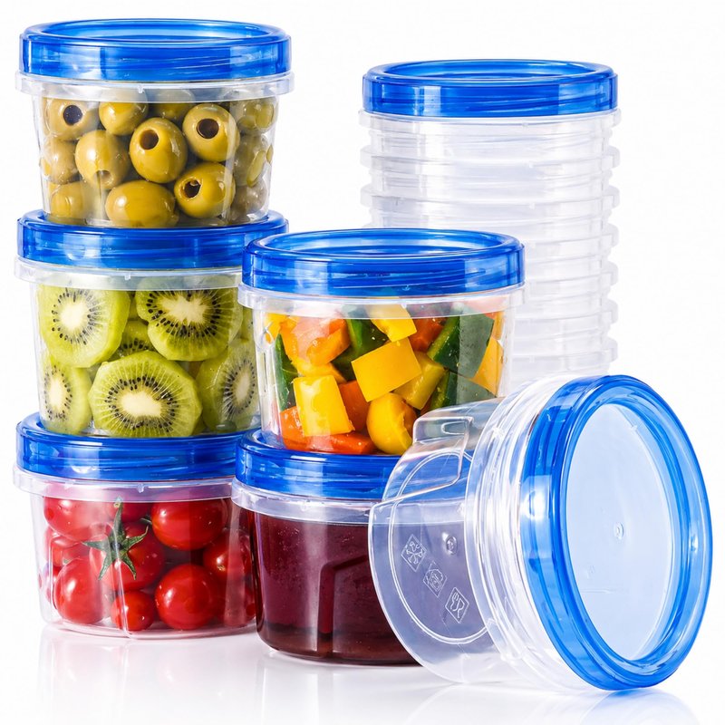 RFAQK 24 PCS Freezer Storage Containers with Lids-12 Plastic 16 oz Deli Containers with 12 Screw Lids-Freezer Containers for Soup with Twist Top Lids-Reusable Plastic Box for Lunch, Gym, Travel