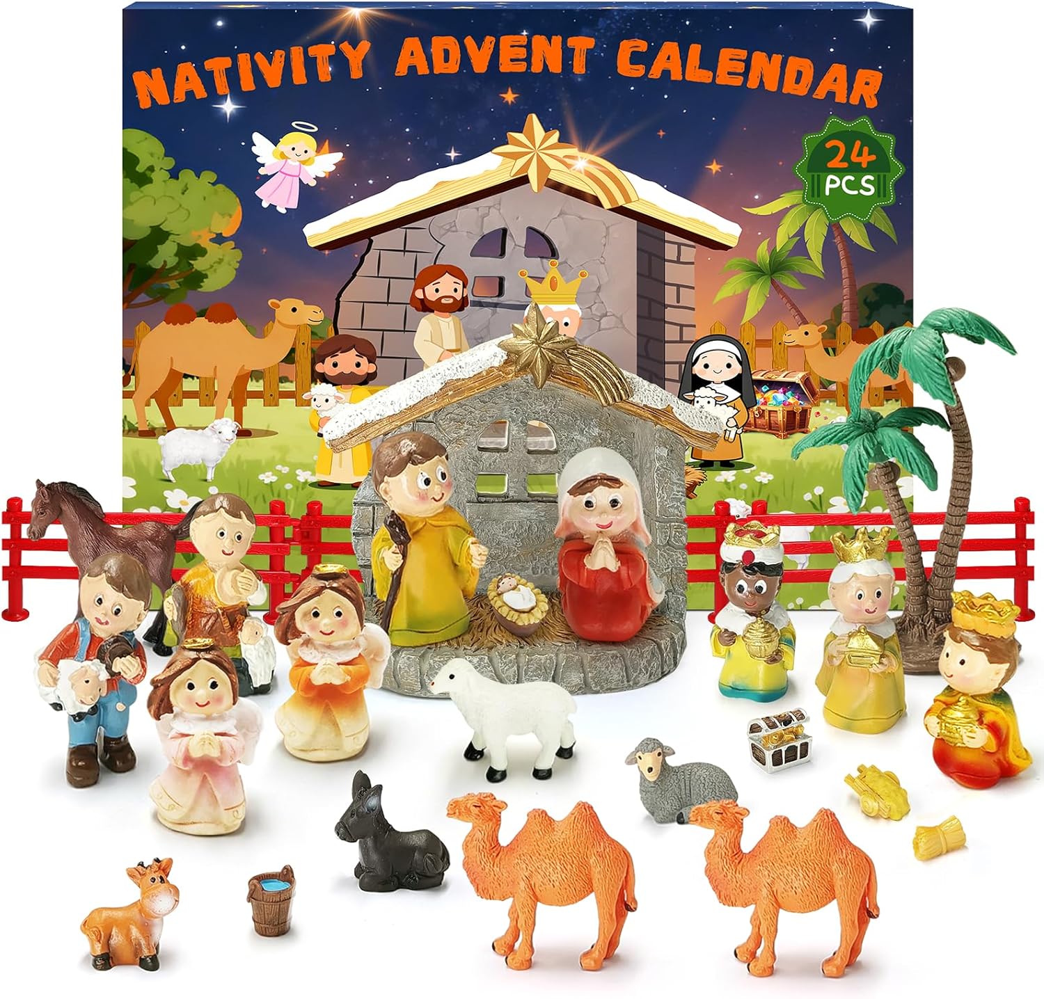 Nativity Advent Calendar - 24-Day Countdown Christmas Calendar | Little People Nativity Set for Kids & Adults
