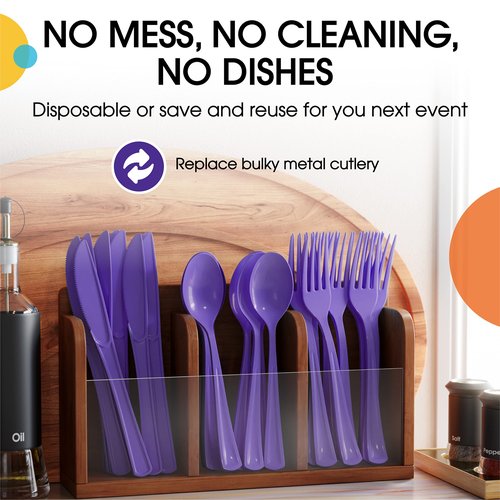Exquisite Purple Plastic Forks 100 Pieces Purple Forks Disposable Utensils Heavy Duty Plastic Cutlery Set Disposable Cutlery Sets Party Supplies & Party Tableware