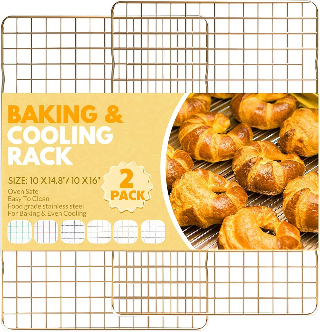 Skiennix Cooling Racks - 2 PCS Stainless Steel Baking Racks | Oven Safe, 14.8x10 Inches