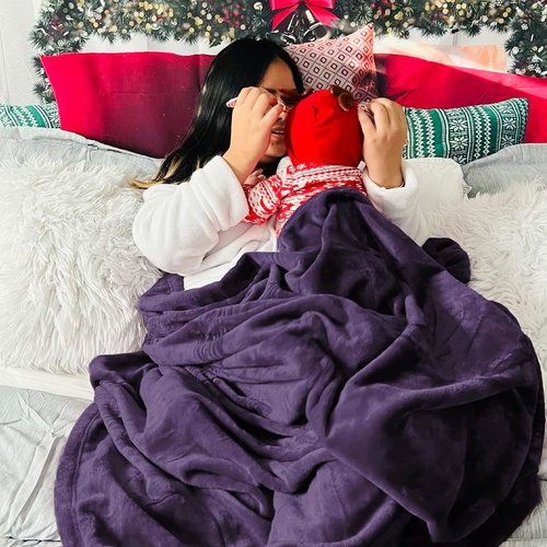 Bedsure GentleSoft Fleece Bed Blanket - Oversized Luxury Microfiber in Purple, 120x120 Inches for Cozy Home Decor