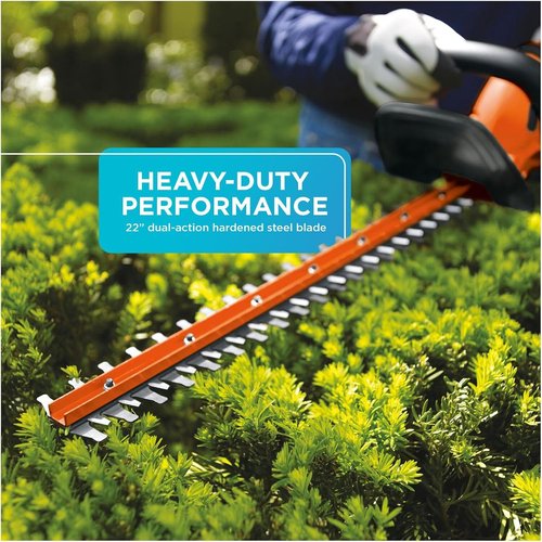 BLACK+DECKER 20V MAX Cordless Hedge Trimmer - 22 Inch Steel Blade, Lightweight Design, Battery & Charger Included