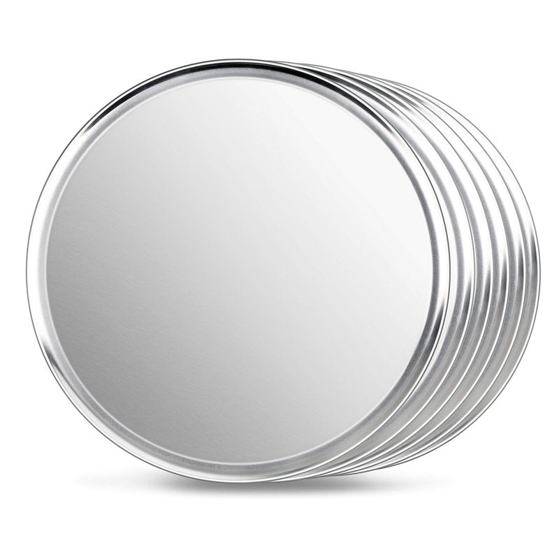 New Star Foodservice Restaurant-Grade Aluminum Pizza Pan/Tray, Wide Rim, 20 Inch, Pack of 6