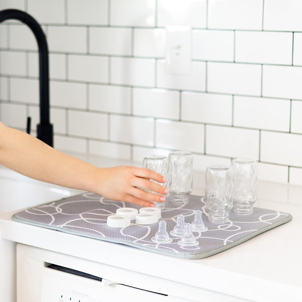 Ubbi Microfiber Dish Drying Mat - Baby Bottle & Kitchen Counter Mat | Pack of 2, Ultra-Absorbent