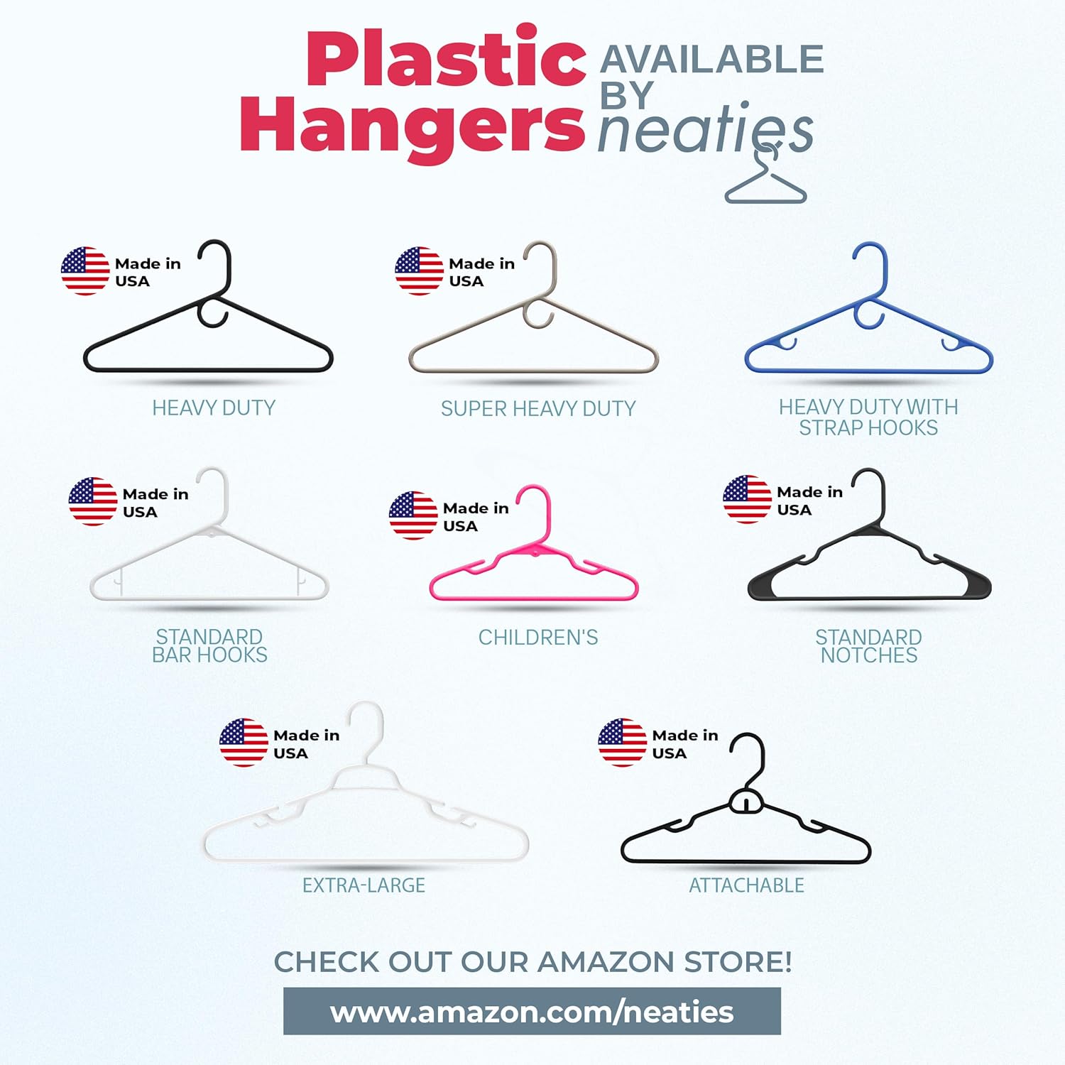 Neaties Super Heavy Duty Clothes Hangers - 10lb Capacity, Thick Plastic for Pants & Coats | 18 Pack - Blue