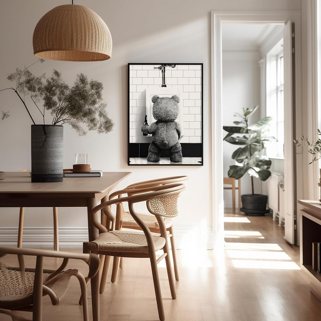 Poster Master Funny Teddy Bear Print - Humorous Wall Art for Bathroom & Nursery - 8x10 Unframed