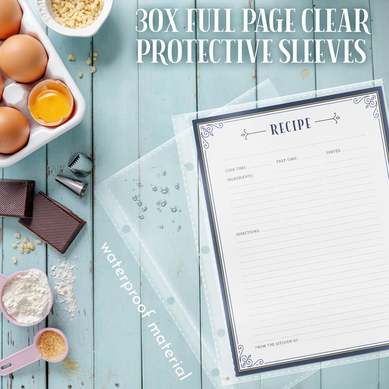 KA NUI Recipe Binder & Family Cookbook | Amalfi Lemon Recipe Organizer with Plastic Sleeves Cards & Dividers | Keepsake Gift for Mom & Grandma to Preserve Family Recipes