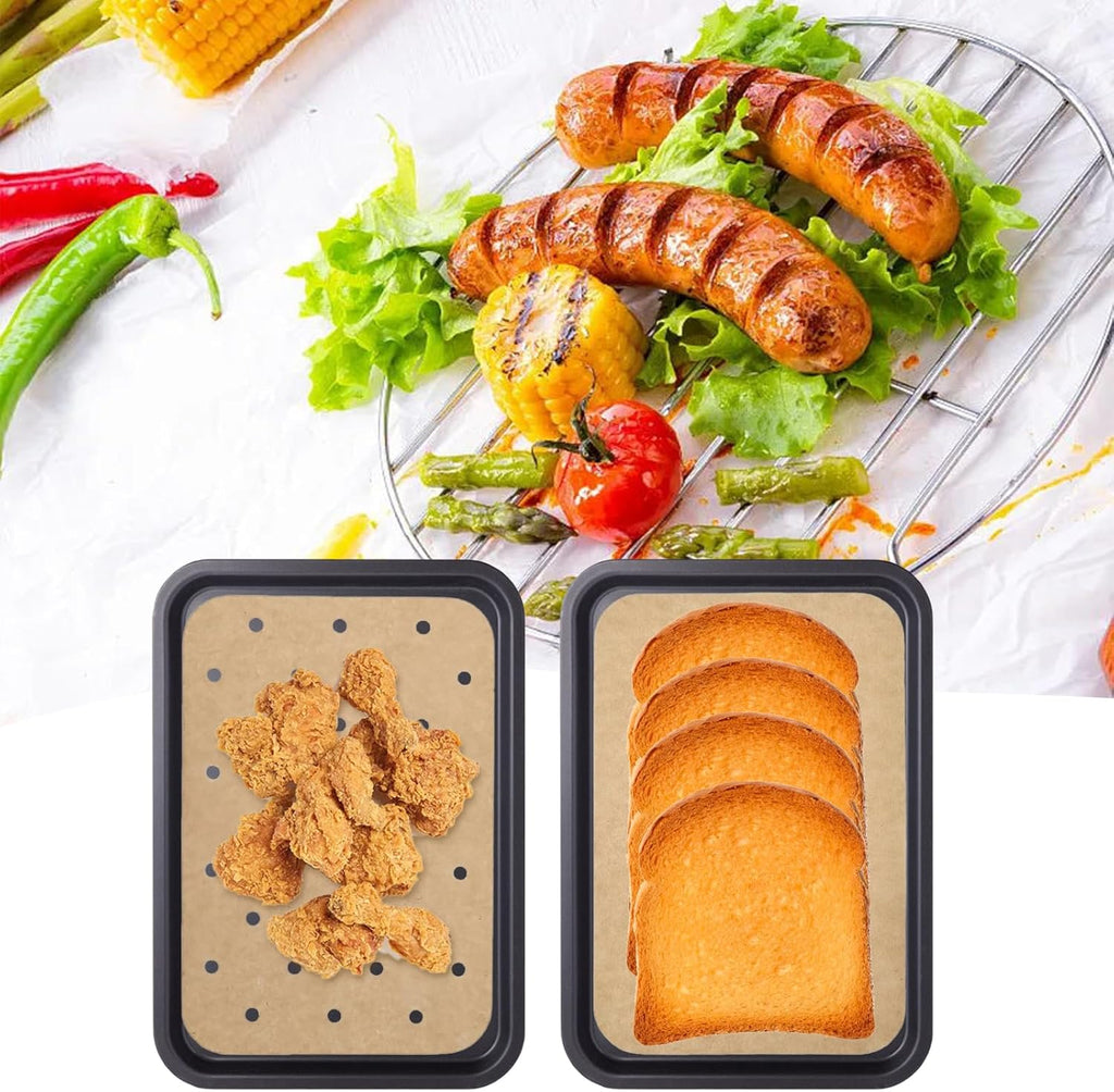 Skiennix Air Fryer Liners - 200 Disposable Non-Stick Parchment Sheets for Ninja Dual Foodi & Toaster Ovens