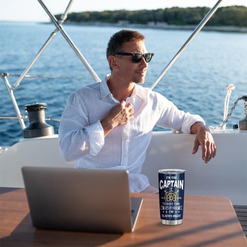 Ladyhold Gifts for Boat Owners, Boat Stuff Accessories Gift for Men, Christmas Captain Boater Gifts Tumbler 20Oz, Boating Captain Gift for Men