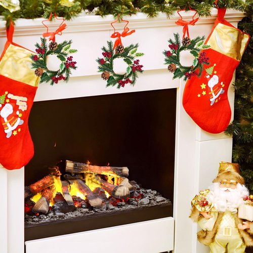 Caxchiling Mini Candle Wreaths - 4 Pcs with Pine Cones for Wedding & Home Decor | Elegant Table Centerpieces