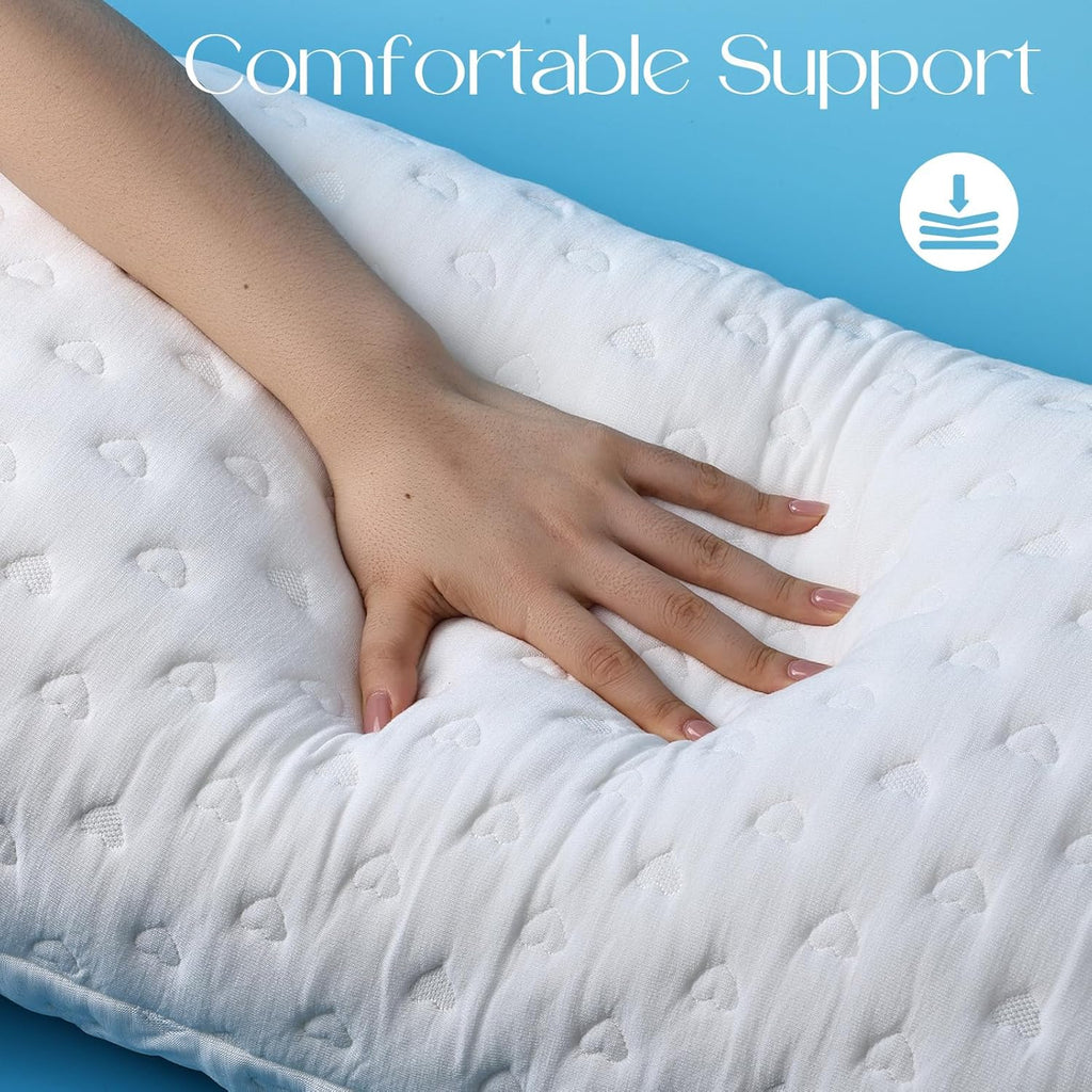Skiennix Side Sleeper Pillow - Ergonomic Curved Design, Adjustable Memory Foam, Cooling Cover, Queen Size