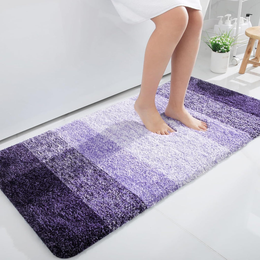 OLANLY Bathroom Runner Rug - Extra Soft Microfiber Mat 47x24 | Quick Dry, Washable, Rubber Backing, Violet