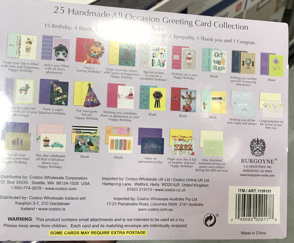 PLESIU Burgoyne 25 All-Occasion Cards with Greeting Card Organizer (Limited Edition 2019)