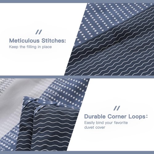 Litanika Full Comforter Set Black Blue - 3 Pieces Lightweight Fluffy Bedding Comforter Sets, All Season Down Alternative Comforter (1 Comforter, 2 Pillowcases)