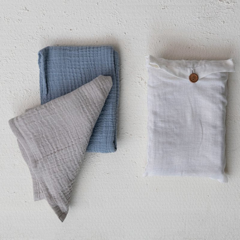 Creative Co-Op Cotton Double Cloth Tea Towels, Set of 2 in Bag, Charcoal and Taupe