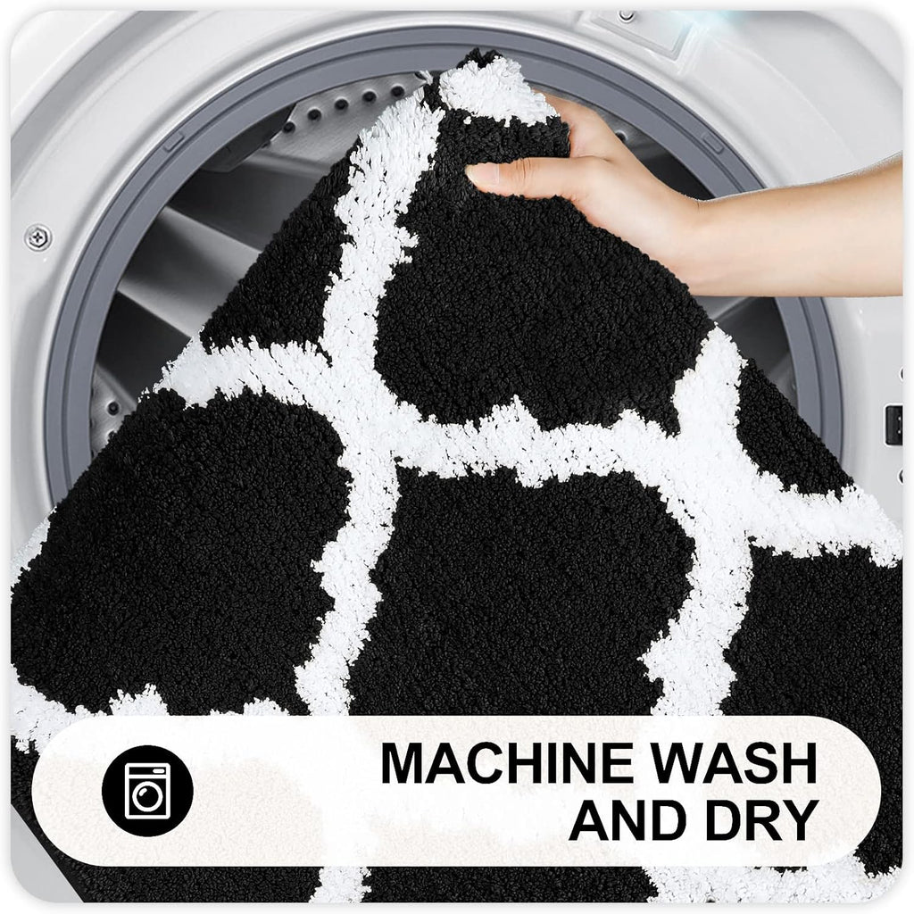 OLANLY Bathroom Rugs - Soft, Absorbent Microfiber Non-Slip Mats | 30x20 Inches, Black