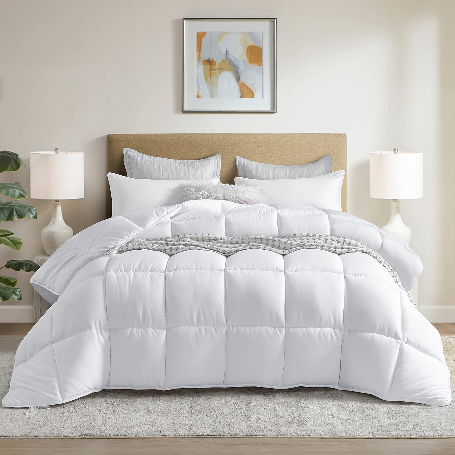 Skiennix Queen Size Down Alternative Comforter - Ultra Soft Heavyweight All Season Duvet Insert 90x90