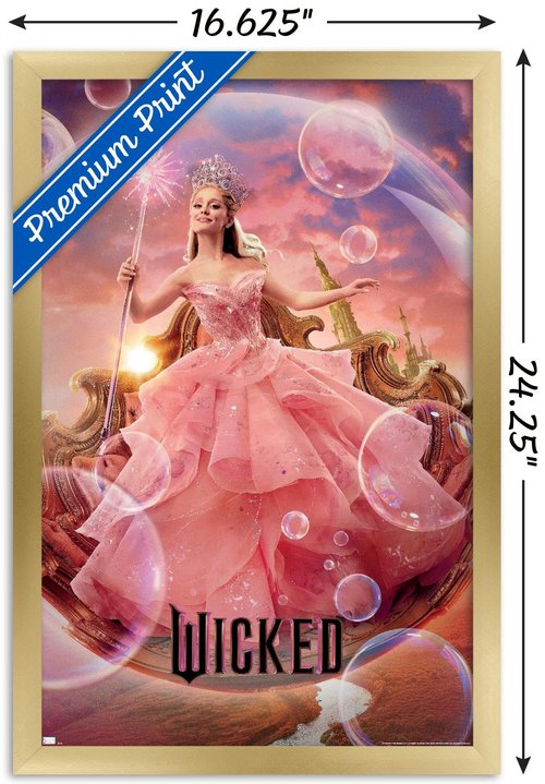 Wicked - Glinda One Sheet Wall Poster, 22.4L" x 14.7W", Gold Framed Version