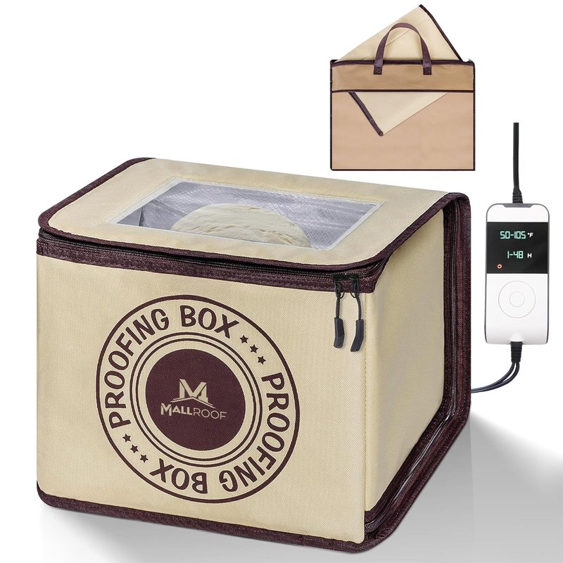 Bread Proofing Box – Bread Proofer, Dough Fermentation Box with Carry Bag, Sourdough Starter Warmer, Foldable & Zippered, Temp & Timer Controller, Ideal for Pizza, Yogurt, Kombucha – For Home Bakers