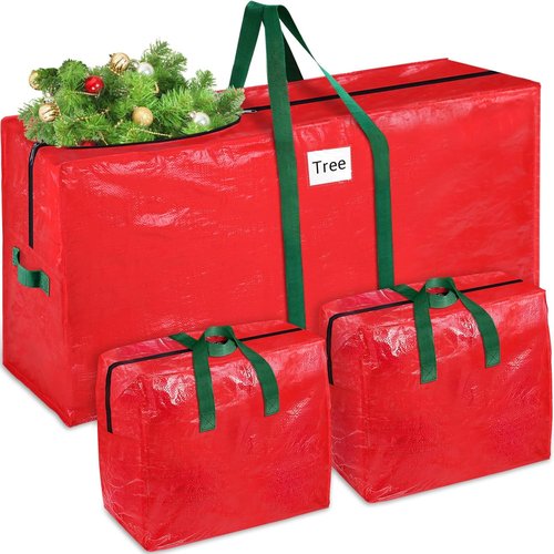 BlessedSeason Christmas Tree Storage Bag - 7.5 Ft Waterproof Design with 2 Large Tinsel Garland Bags, Reinforced Handles