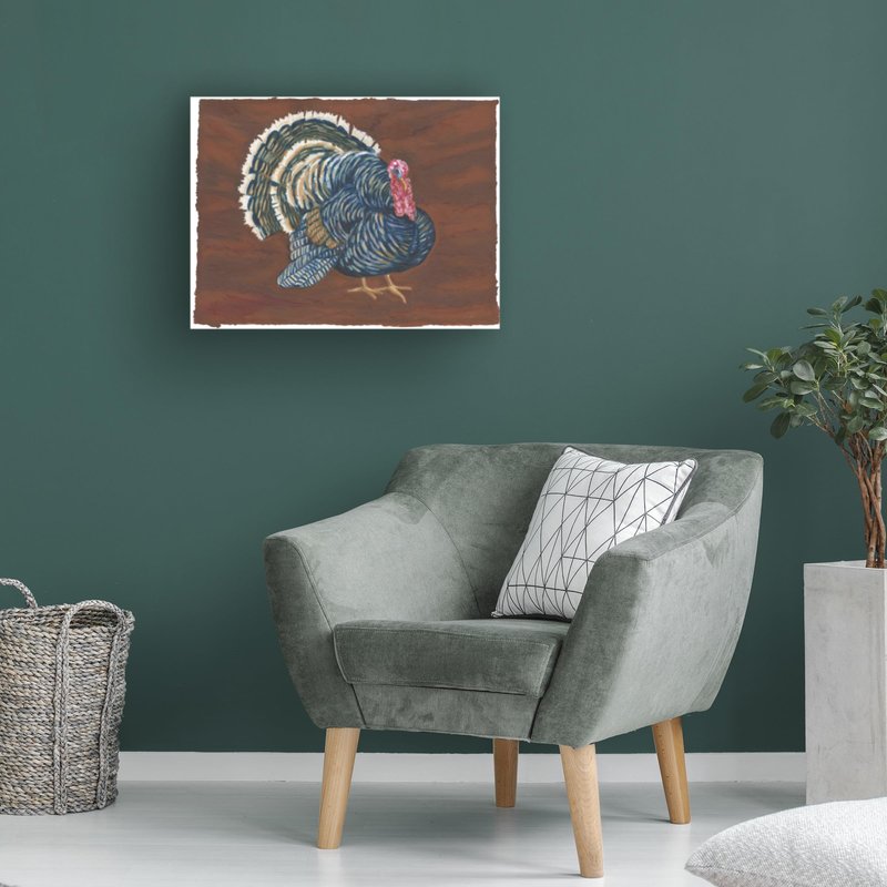 Trademark Fine Art Canvas Wall Art - Andrea Strongwater 'Game Birds Turkey' Wall Art for Living Room, Bedroom, or Office Décor 19 x 14 Inches