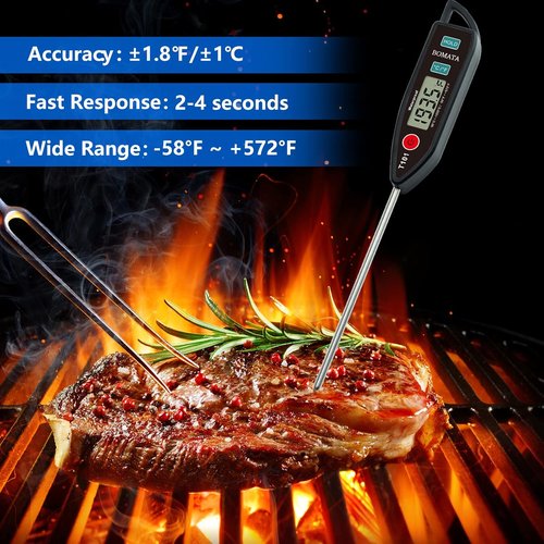 BOMATA Digital Water Thermometer - Instant Read Waterproof Food Thermometer with Long Probe | Black T101