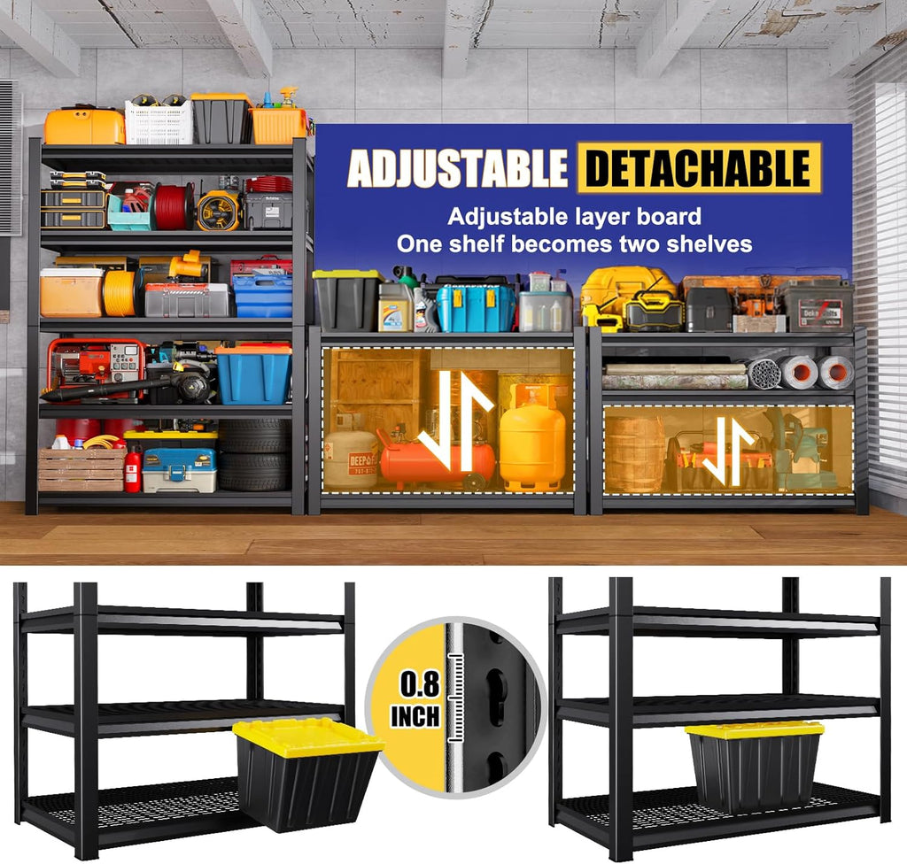Skiennix 71" Heavy Duty Garage Shelving - 3000LBS Capacity, Adjustable 5-Tier Metal Storage Unit | Ideal for Shop, Warehouse, Basement