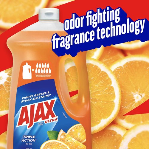 Ajax Ultra Liquid Dish Soap - Orange Scent, Triple Action Formula, 90 Fl Oz Bottle