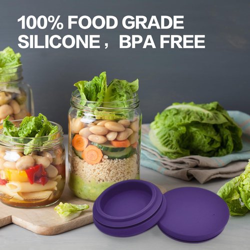 Wide Mouth Mason Jar Lids - Large Mouth Canning Lids Fit for All Wide Mouth Mason Jars,Food Grade Silicone Mason Jar Caps,Dishwasher Safe,Leak Proof Reusable Lids,5 Pack