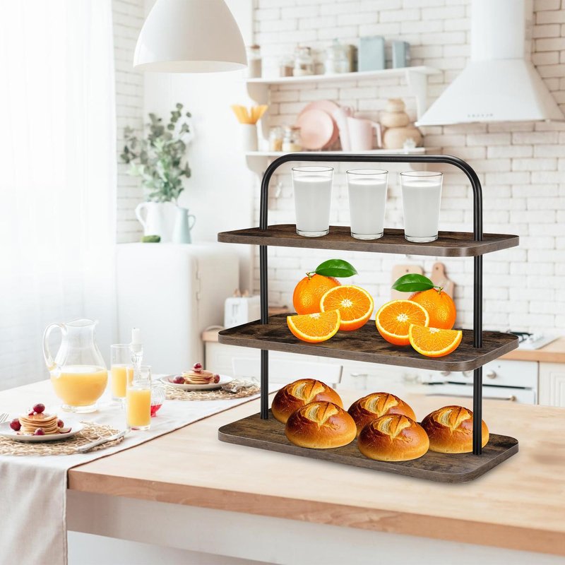 Wood Cupcake Stand, 3 Tier Cupcake Stand for 50 Cupcakes, Wood & Metal Dessert Table Display Set, Cupcake Holder for Party, Wedding, Birthday, Baby Shower, Halloween