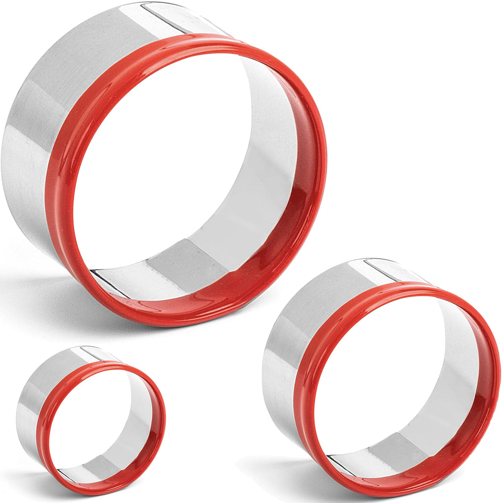 3Pcs Round Cookie Cutters 3", 4", 5", Circle Biscuit Cutter, Large Cookie Cutters, Small Cake Cutter, Dough Cutter, Unique Design with Protective Red Top PVC