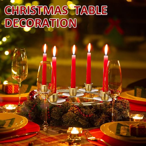 Jingmore Christmas Advent Candle Holder Set - Rustic Metal Wreath Ring for Pillar Candles | 2 Pcs