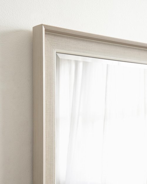 Kate and Laurel Kobert Transitional Rectangular Beveled Wall Mirror; 20 x 30; Tan; Framed Rectangle Vanity Mirror for Use as Bathroom Mirror for Over Sink or Refined Entryway Mirror