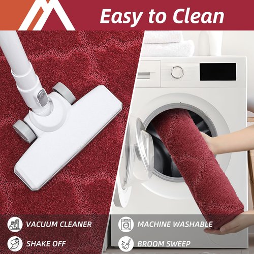 COSY HOMEER Soft Kitchen Rugs [2 PCS] for in Front of Sink Super Absorbent Kitchen Floor Mats and Mats 24x35 Inch/24X60 Non-Skid Kitchen Mat Standing Mat Washable,Polyester,Red