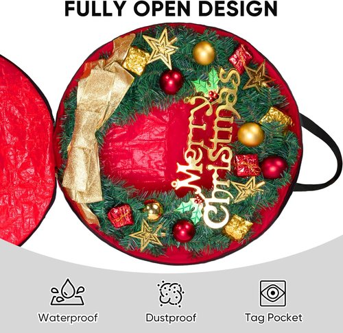 BALEINE Wreath Storage Bags - Durable Tear-Resistant PE Material | 2-Pack Green, 24"x8" for Holiday Decor