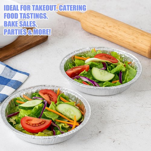 60 Pcs Round Foil Pans by [Brand Name] - Oven & Freezer Safe Aluminum Takeout Containers