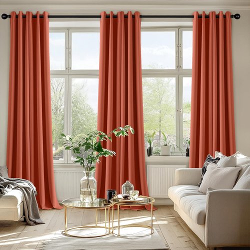 MIULEE Burnt Orange Blackout Curtains - 90-Inch Thermal Insulated Drapes for Noise Reduction | 2 Panels