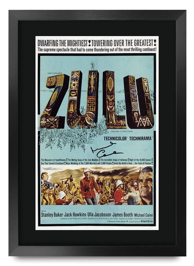 HWC Trading Zulu Michael Caine Gifts Printed Signed Autograph Picture for Movie Memorabilia Fans - 16" x 12" Framed
