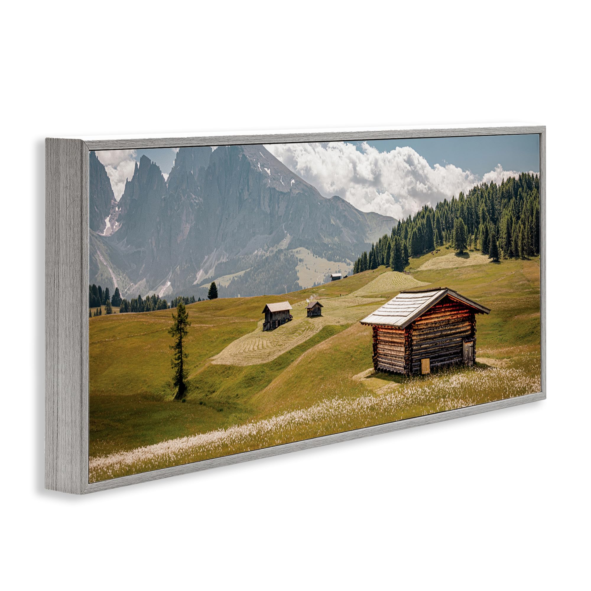 Stupell Industries Vast Rural Cabins & Mountains Gray Framed Giclee Art Design by ERIN MARIE, 24 x 10