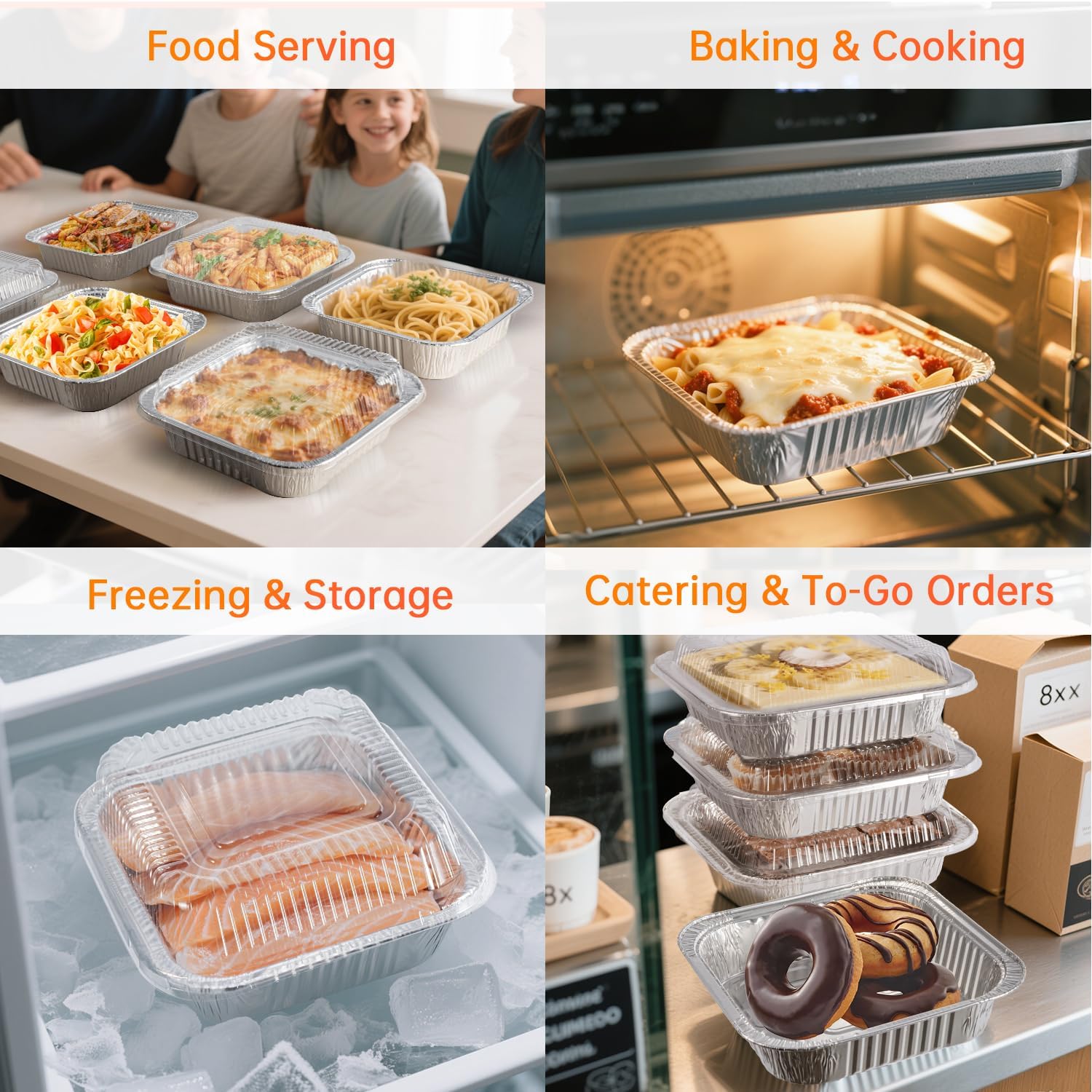 Aluminum Pans 8x8 with Clear Lids - 20 Pack Disposable Baking Trays for Cooking, Heating & Storing