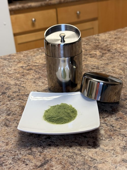 Matcha Tea Canister- Airtight Double Lids Spices Storage Seal Stainless Steel - Tea Bags - Ground and Bean Coffee - Matcha Powder - Tin Canister Can 400 ml