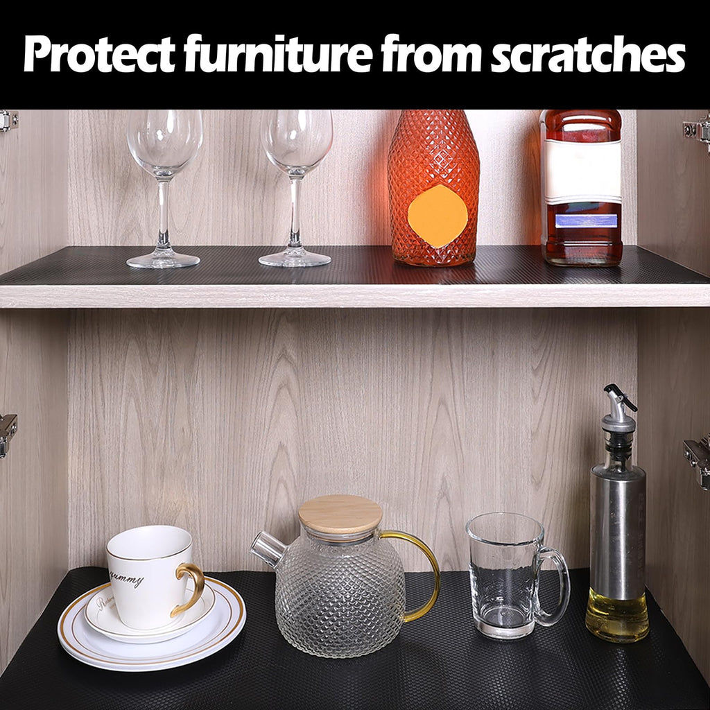 Janeart 18-Inch Wire Shelf Liner: Easy Cutting Pantry Shelves Liners - Black Multi-Size 18 x 122 Inch Waterproof Non-Adhesive Thick Cabinet Mat for Shoe Rack