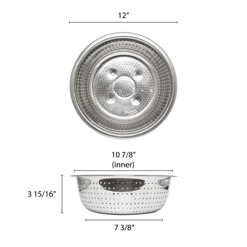 Excellante 11-Inch Stainless Steel Colanders with 2.0mm Holes