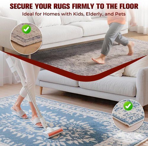Heavy Duty 12PC Double Sided Carpet Tape by [Brand Name] - Non-Slip Adhesive for Hardwood Floors