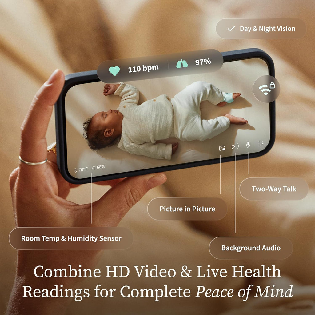 Owlet Dream Duo (Gen 3) Smart Baby Monitor Bundle - 2K HD Video, Alerts & Dream Sock for Oxygen, Heart Rate & Sleep Tracking | Health Insights via App
