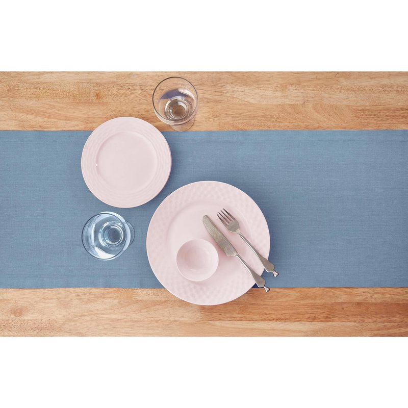 Solino Home Linen Table Runner 120 Inches Long - 100% Pure Linen Dusty Chambray Blue Table Runner 14 x 120 Inch for Spring, Summer, Mothers Day - Diana Medium Weight