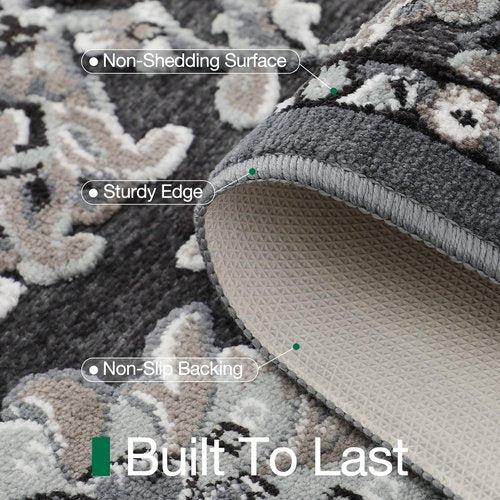 LUMI Indoor Door Mat for Entrance 24x55, Luxury Front Doormat with Non-Slip Latex Rubber Backing, Soft Washable Dirt Trapper, Flower Song (Rolled Package)