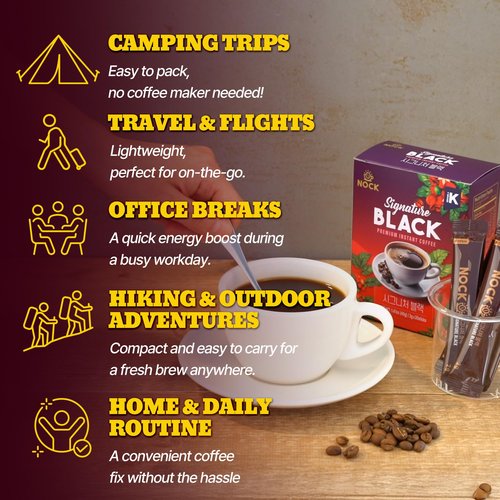 [Nokchawon] Korean Black Instant Coffee - Premium Dark Roast Coffee Sticks for Travel and Office - Sugar Free Zero Calorie Energy Boost for Daily Wellness - 20 Sticks