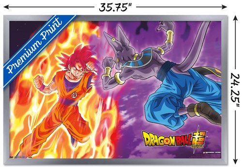 Trends International Dragon Ball: Super - Gods Battle Wall Poster, 22.375" x 34", Silver Framed Version